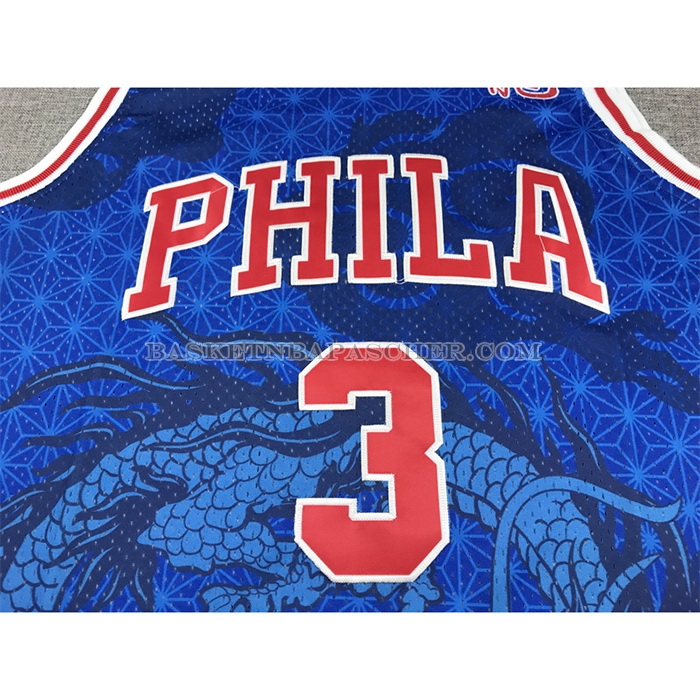 Maillot Philadelphia 76ers Allen Iverson NO 3 Asian Heritage Throwback 1996-97 Bleu
